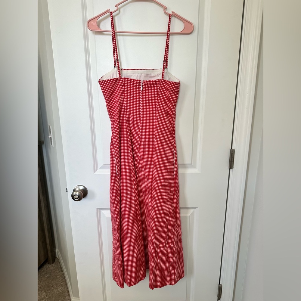 Abercrombie & Fitch Red Gingham Midi Dress - Picture 3 of 11